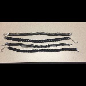 Lot of 4 Black Chokers New and Adjustable